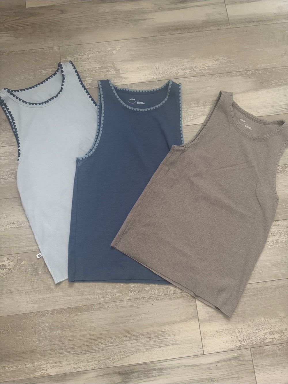 aerie Ribbed Tank Tops in Light Blue, Navy, Taupe